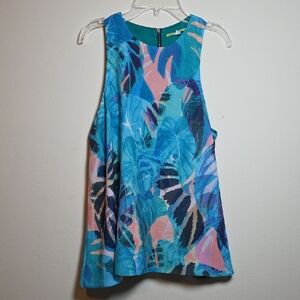 Gianni Bini Teal and Pink Tropical Mini Dress